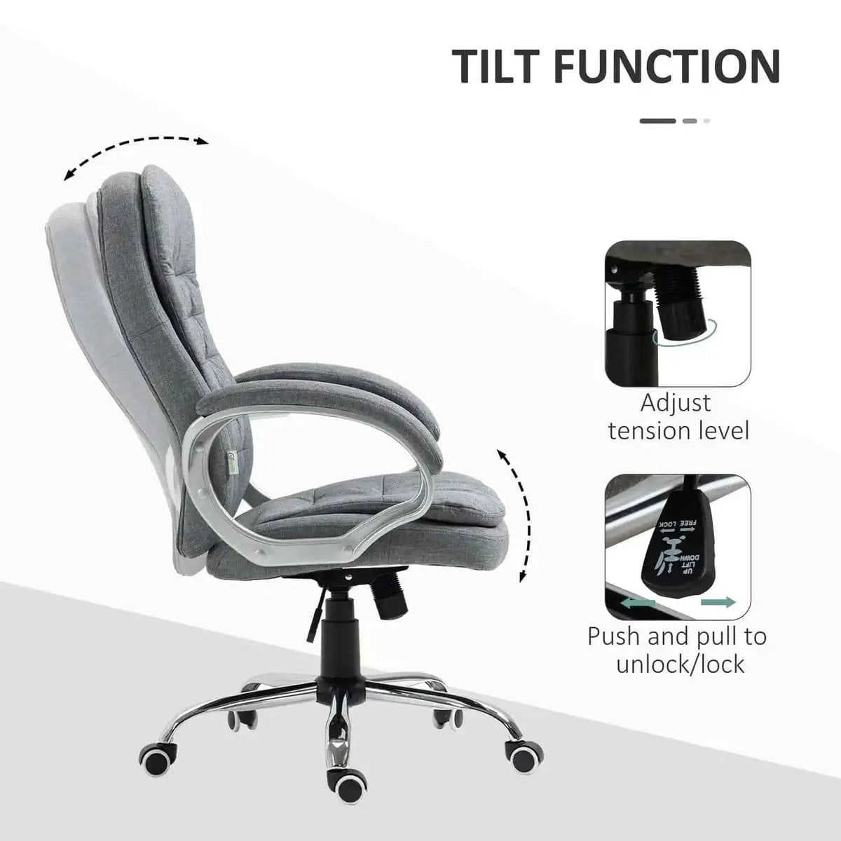 Ergonomic High Back Executive Office Chair with Adjustable Height, Plush Armrests, Lumbar Support, Light Grey Linen - Platinum-Level Office Chairs