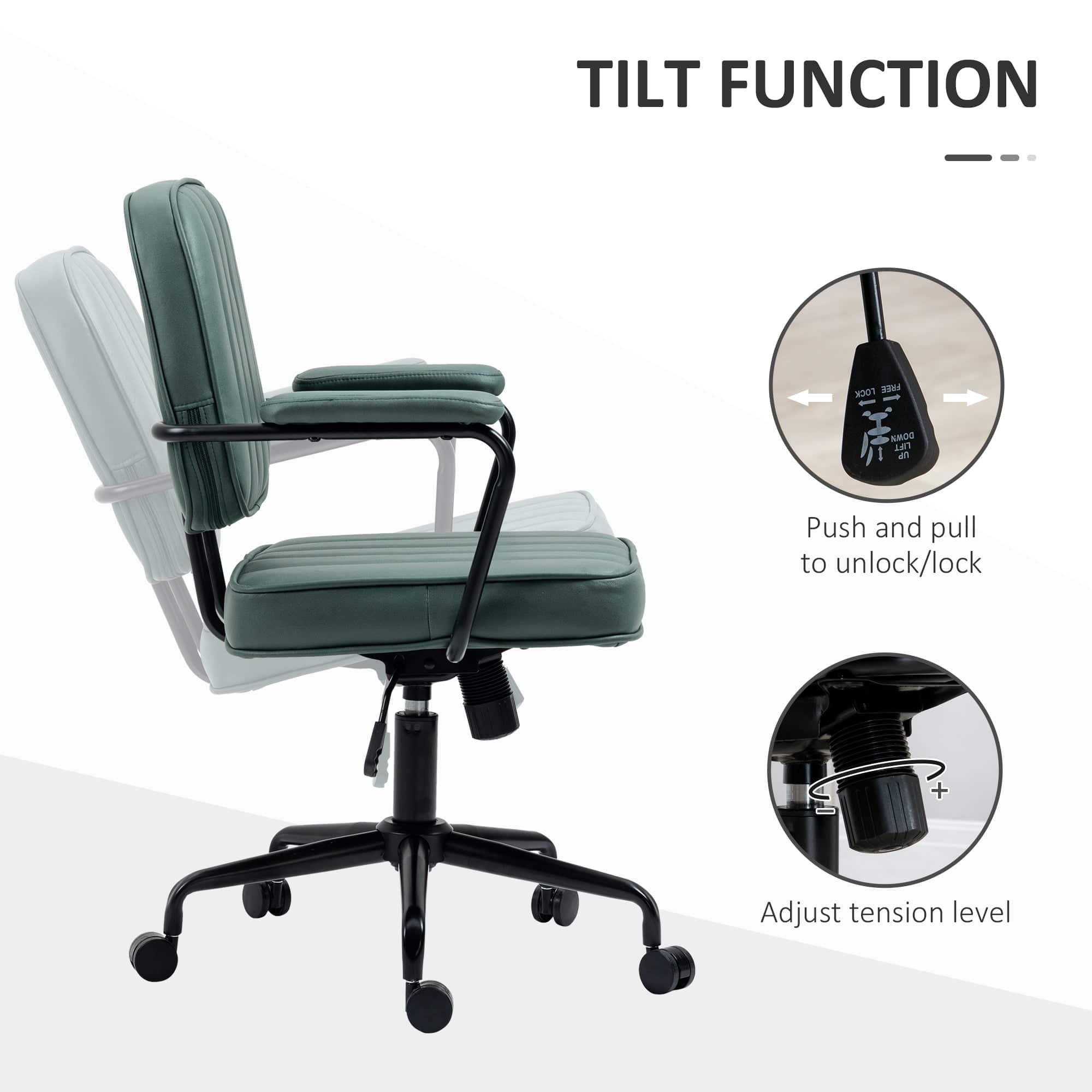 Vinsetto Ergonomic Green Office Chair with Height and Tilt Adjustment - Platinum-Level Office Chairs