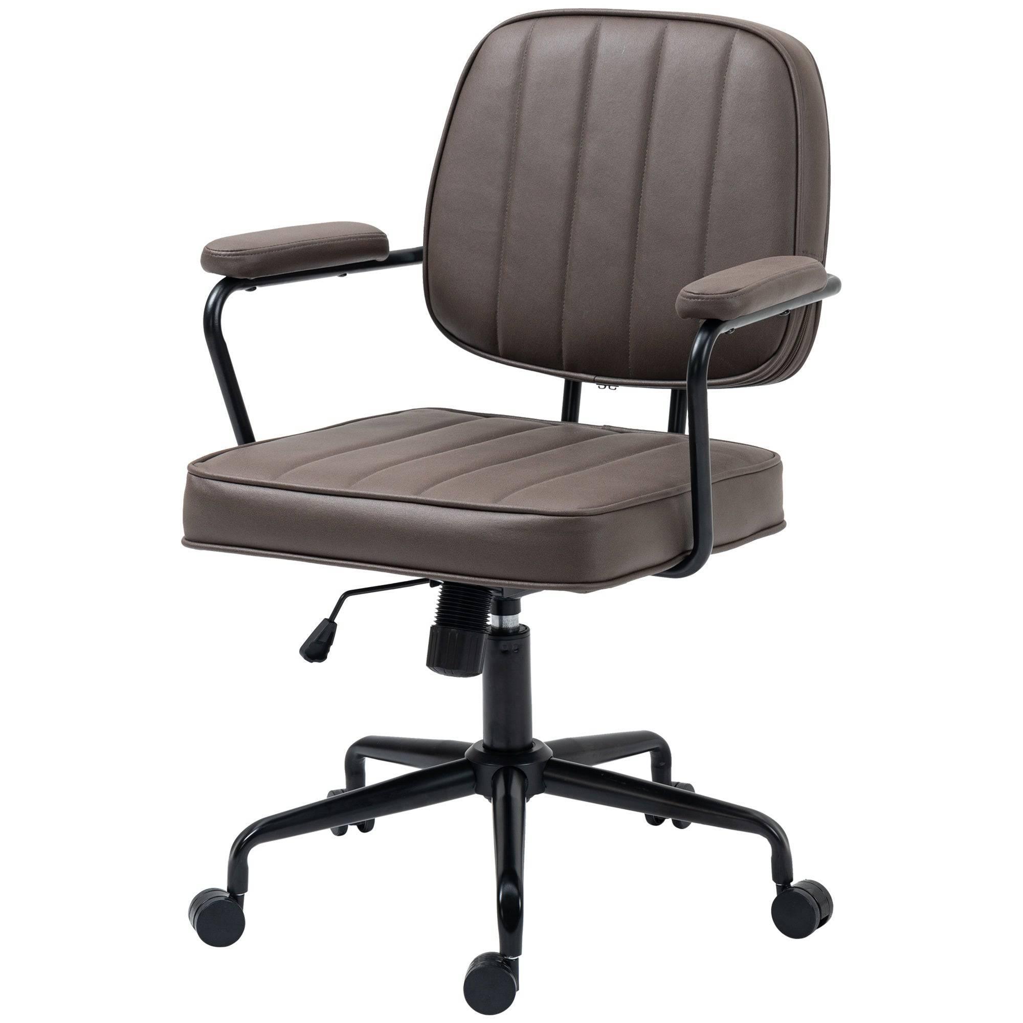 Vinsetto Ergonomic Microfiber Office Chair with Adjustable Height and Tilt Function - Light Brown - Platinum-Level Office Chairs