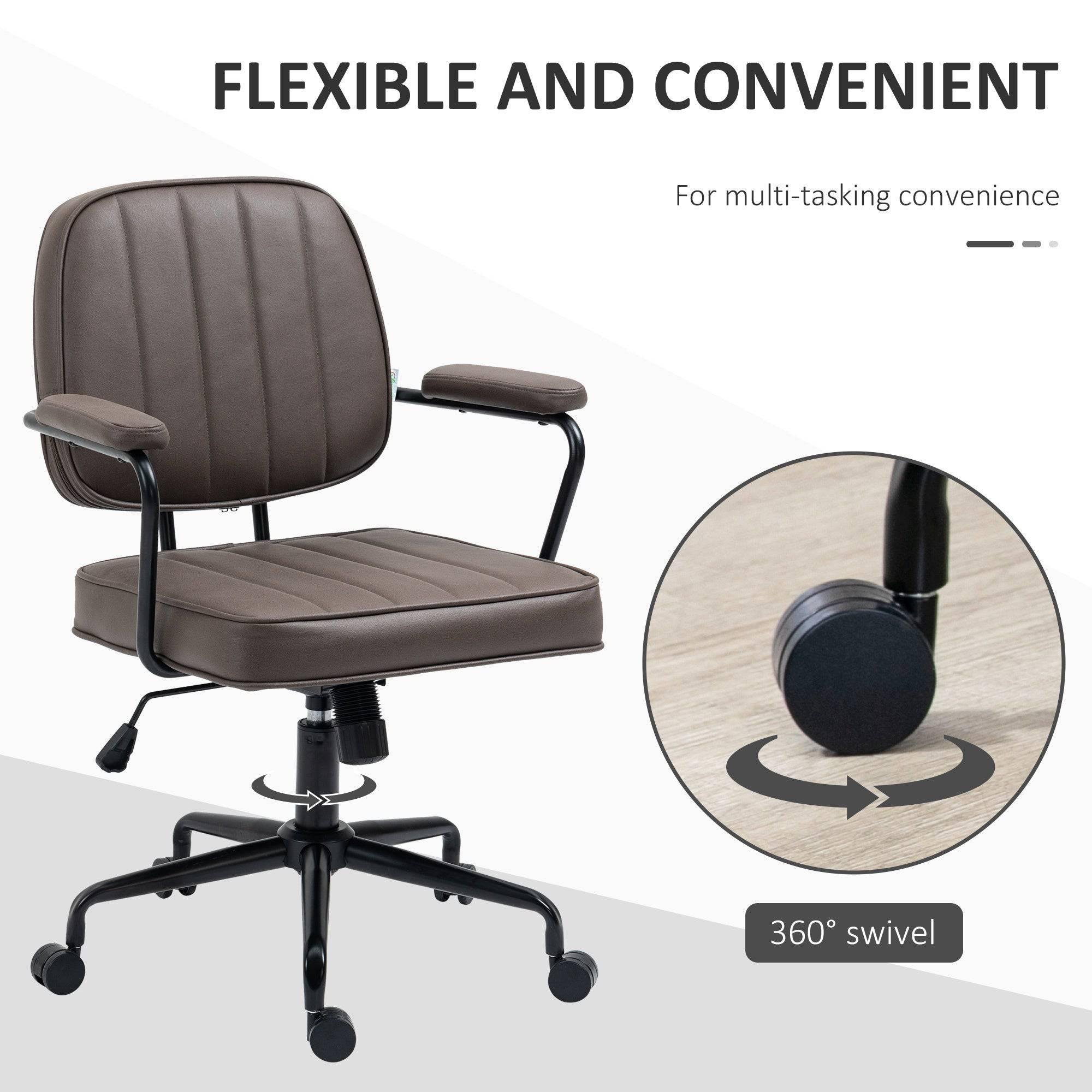 Vinsetto Ergonomic Microfiber Office Chair with Adjustable Height and Tilt Function - Light Brown - Platinum-Level Office Chairs