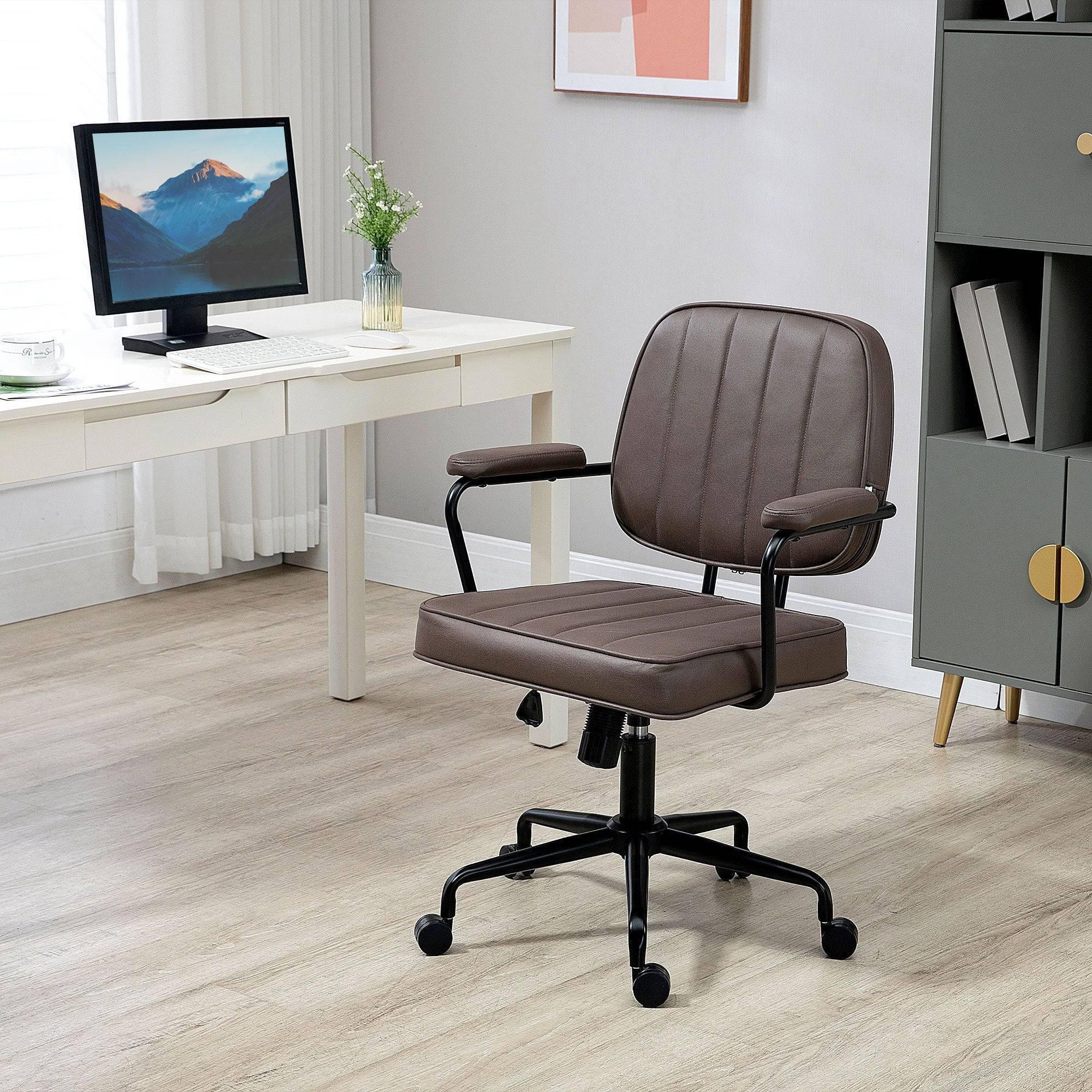 Vinsetto Ergonomic Microfiber Office Chair with Adjustable Height and Tilt Function - Light Brown - Platinum-Level Office Chairs