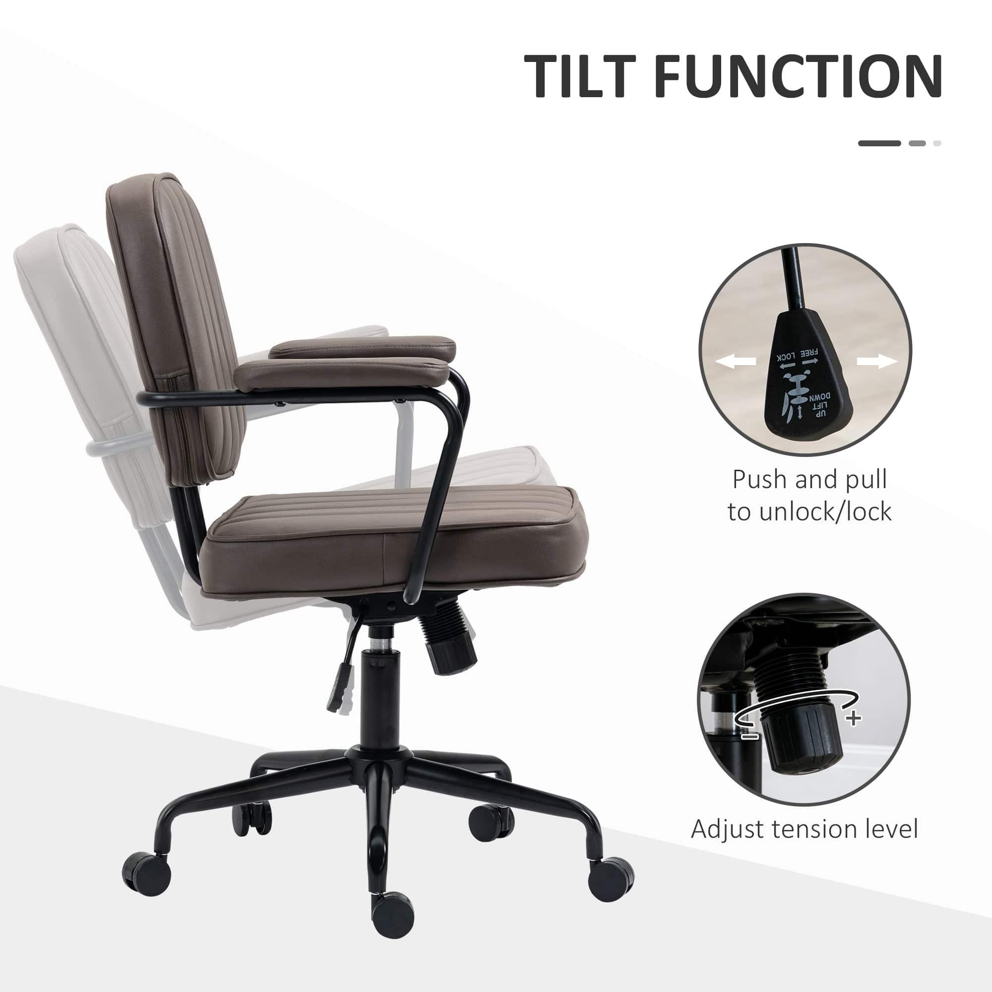 Vinsetto Ergonomic Microfiber Office Chair with Adjustable Height and Tilt Function - Light Brown - Platinum-Level Office Chairs