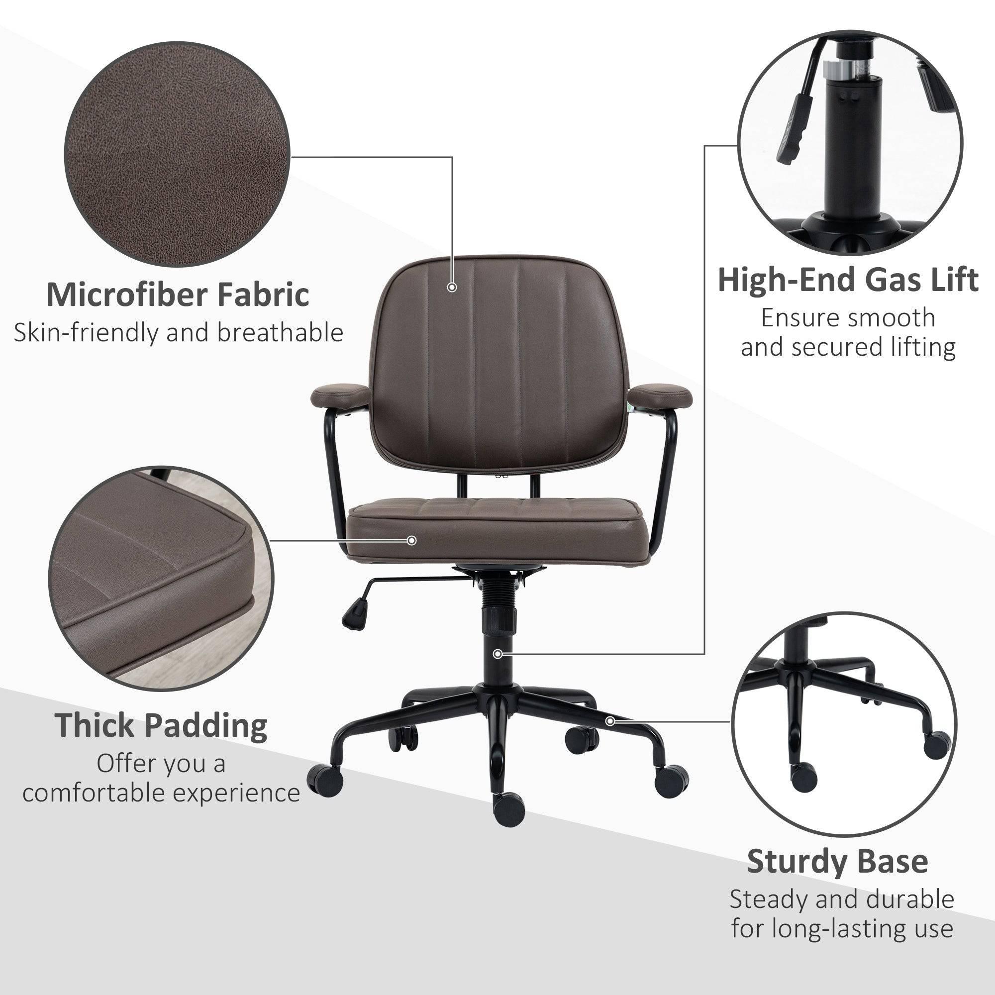 Vinsetto Ergonomic Microfiber Office Chair with Adjustable Height and Tilt Function - Light Brown - Platinum-Level Office Chairs