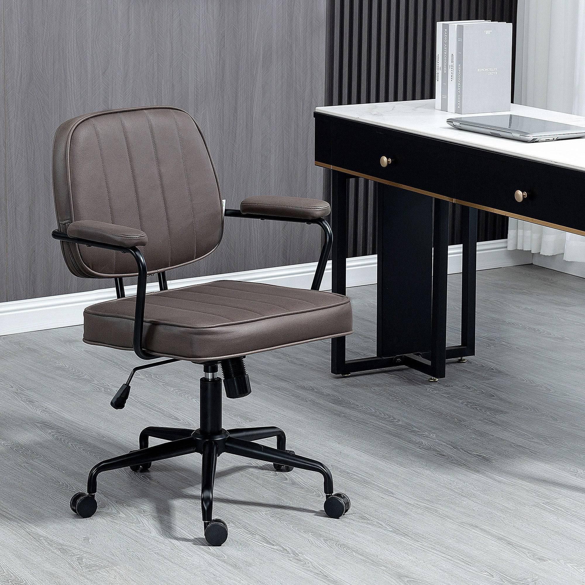 Vinsetto Ergonomic Microfiber Office Chair with Adjustable Height and Tilt Function - Light Brown - Platinum-Level Office Chairs