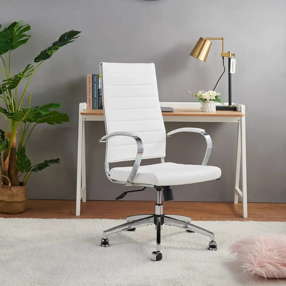 Modern ergonomic faux leather office chair by Platinum-Level Office Chairs with orange upholstery, ideal for home or office use.
