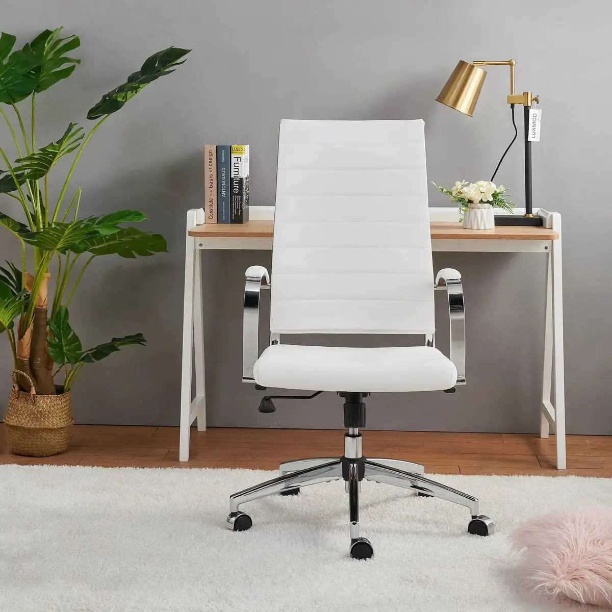 Modern ergonomic faux leather office chair by Platinum-Level Office Chairs, orange color, designed for home or office use.