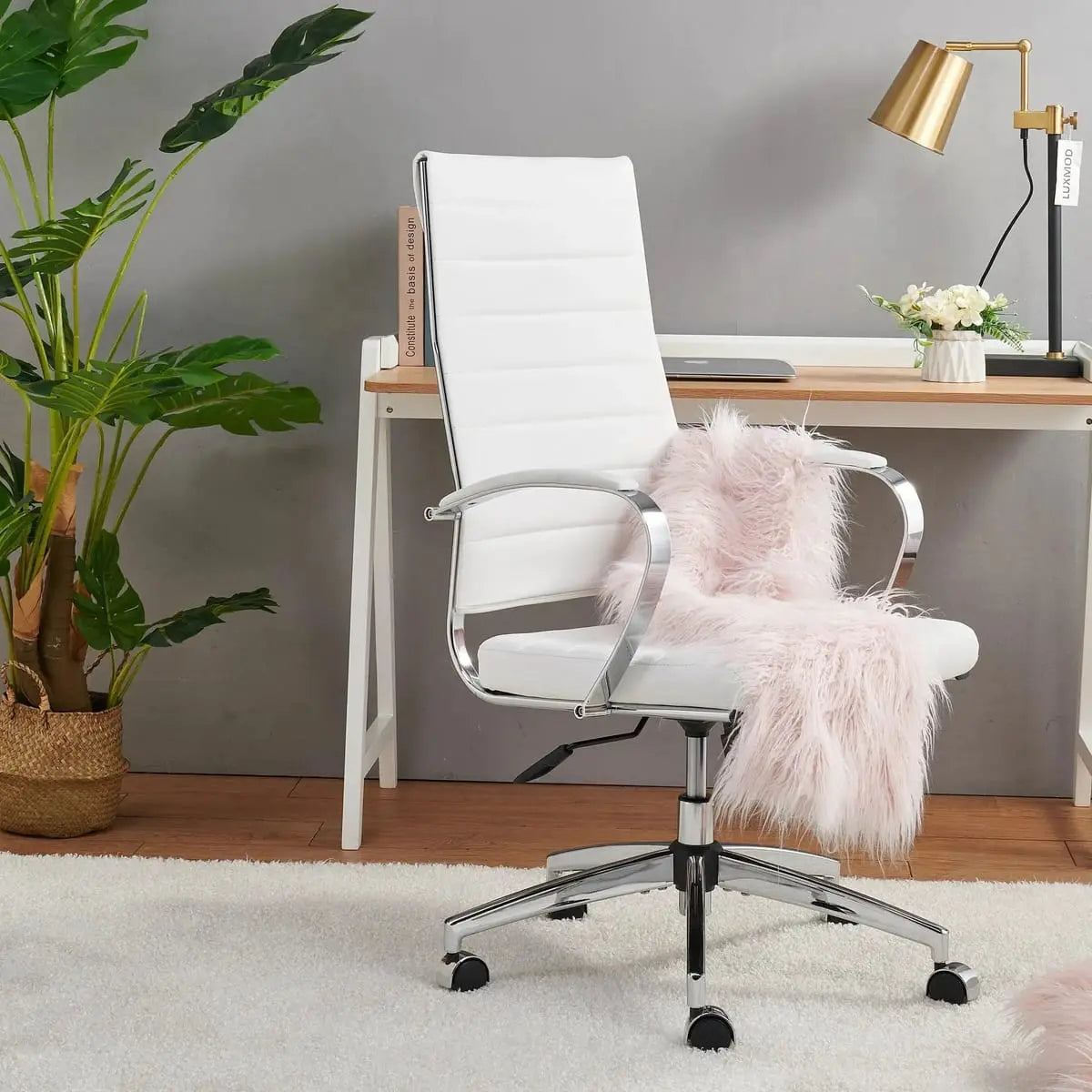 Modern ergonomic faux leather office chair by Platinum-Level Office Chairs, orange with a sleek design for home or office use.