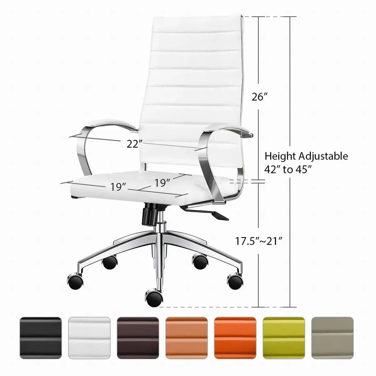 Orange modern ergonomic faux leather home office chair by Platinum-Level Office Chairs with adjustable features and a sleek design.