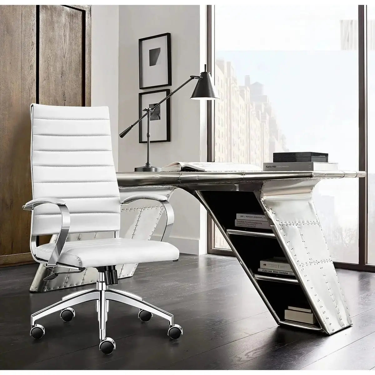 Modern ergonomic faux leather office chair by Platinum-Level Office Chairs, orange color, with adjustable armrests and a supportive design.