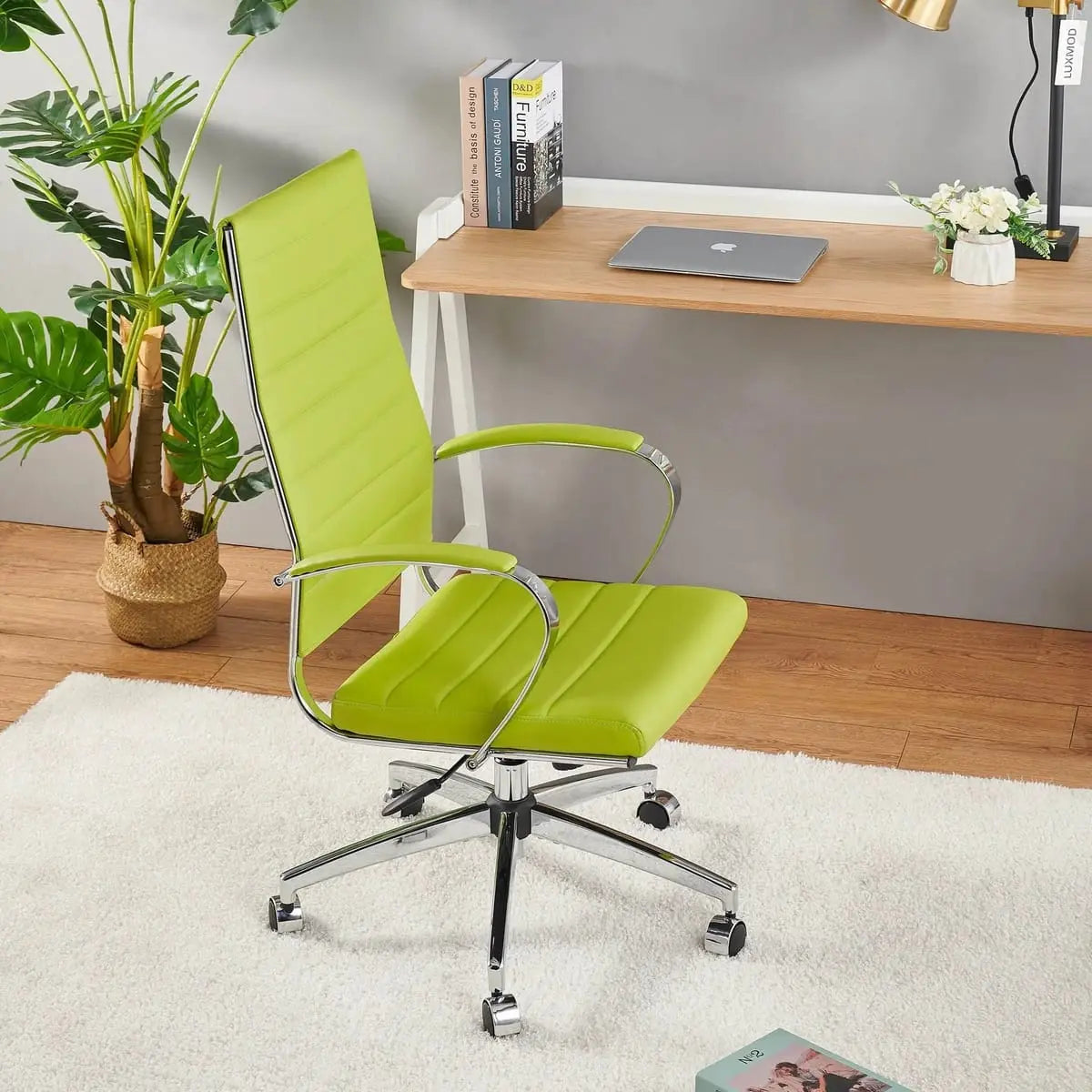 Orange modern ergonomic faux leather office chair by Platinum-Level Office Chairs, designed for home or office use.
