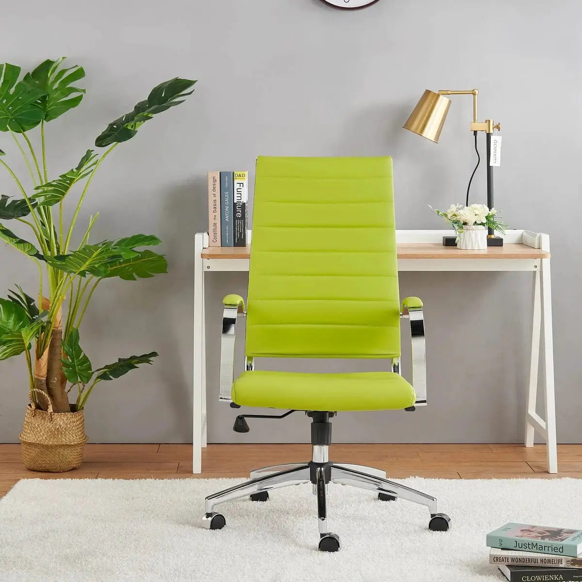 Modern ergonomic faux leather office chair by Platinum-Level Office Chairs, orange color, designed for home or office use.