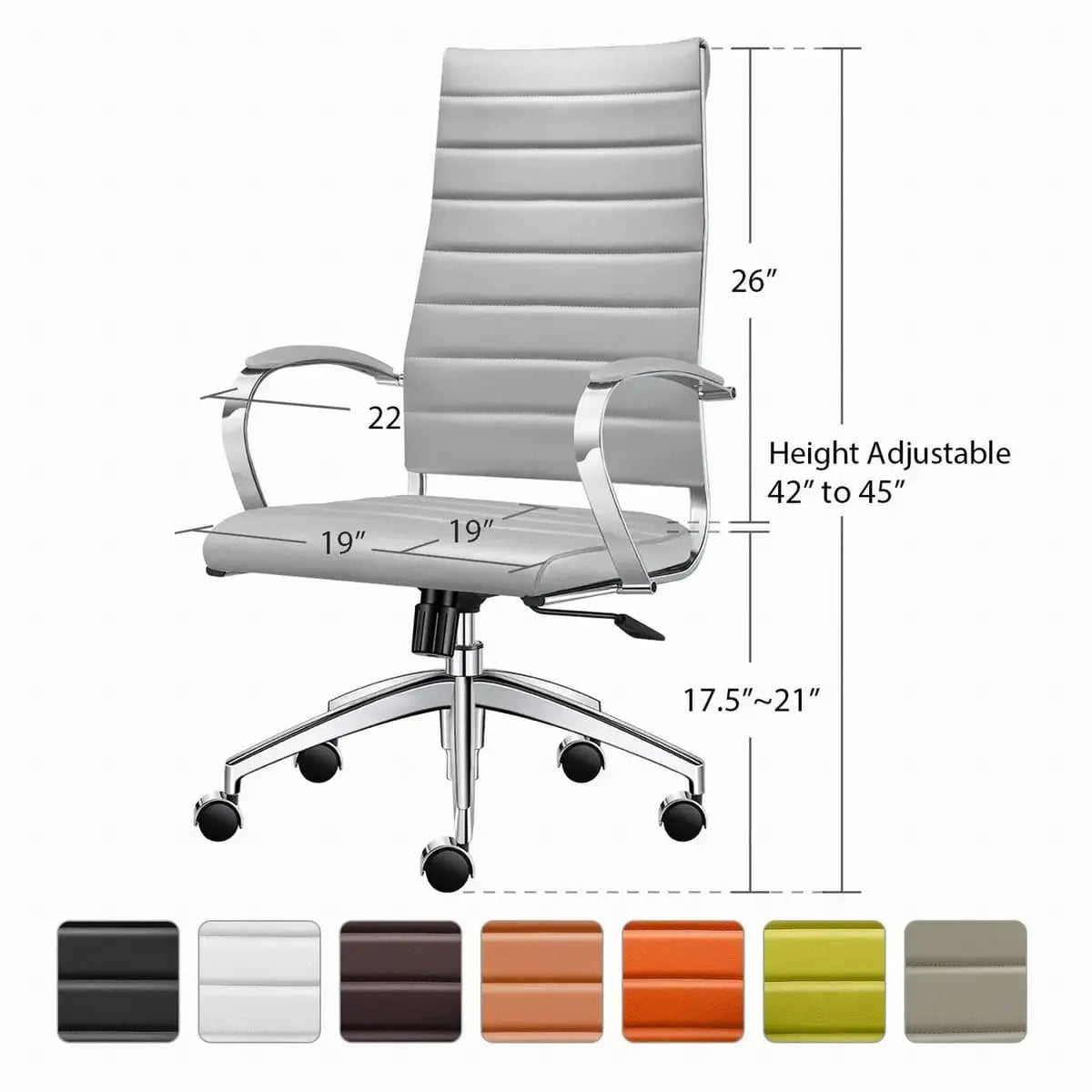 Modern orange ergonomic faux leather home office chair by Platinum-Level Office Chairs with adjustable armrests and sturdy base.