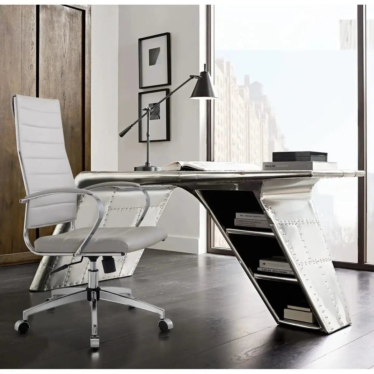 Modern ergonomic faux leather office chair by Platinum-Level Office Chairs, with orange upholstery and adjustable features for home or office use.