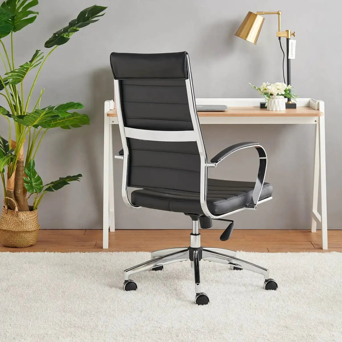 Orange modern ergonomic faux leather office chair by Platinum-Level Office Chairs, designed for home or office use.