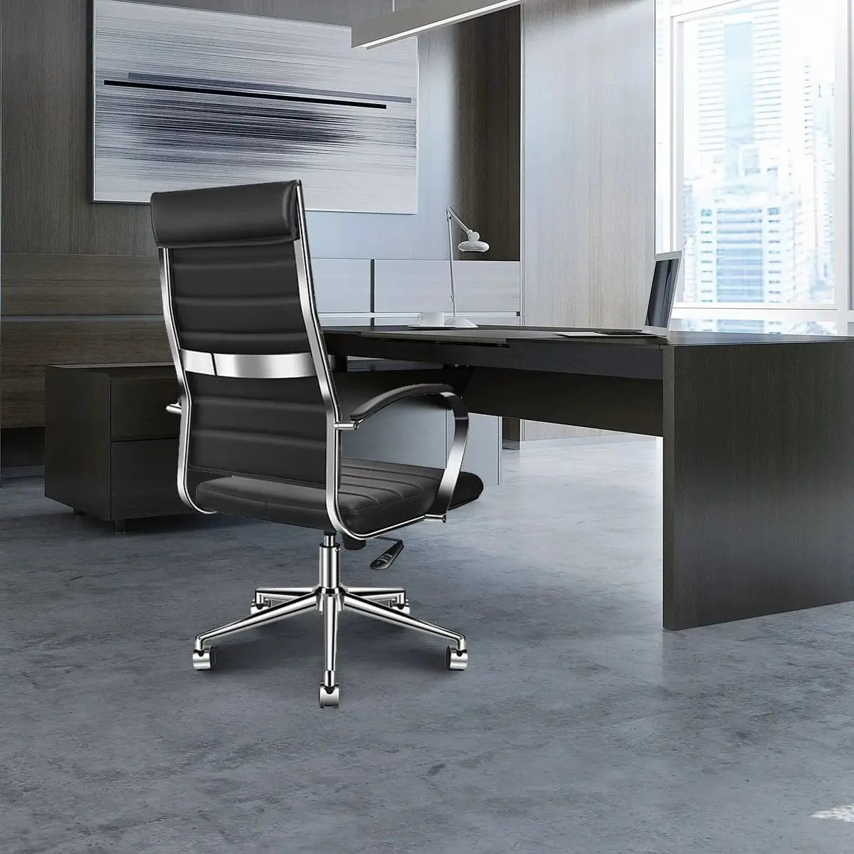 Modern orange ergonomic faux leather office chair by Platinum-Level Office Chairs, designed for home or office use.