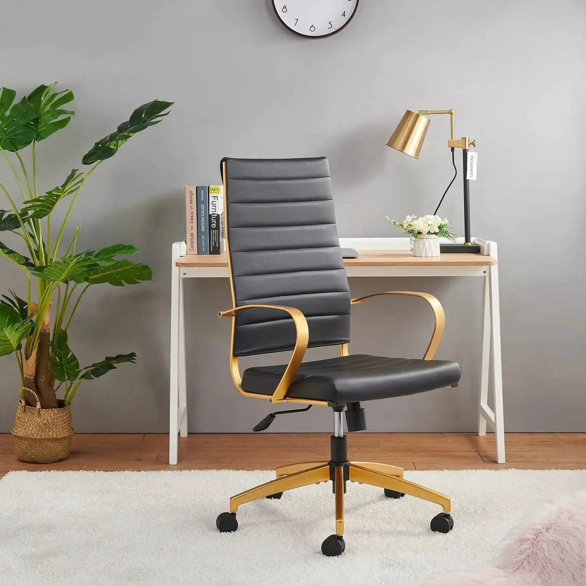 Modern ergonomic faux leather office chair by Platinum-Level Office Chairs, featuring an orange finish and adjustable height for home or office use.