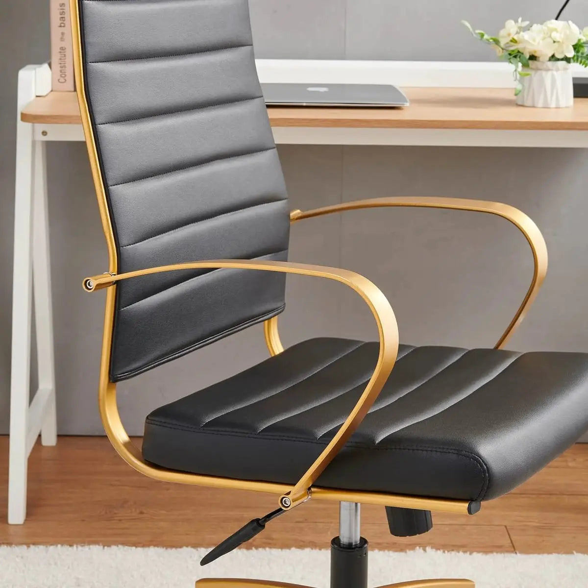 Modern ergonomic faux leather office chair by Platinum-Level Office Chairs, featuring a vibrant orange color and adjustable design.