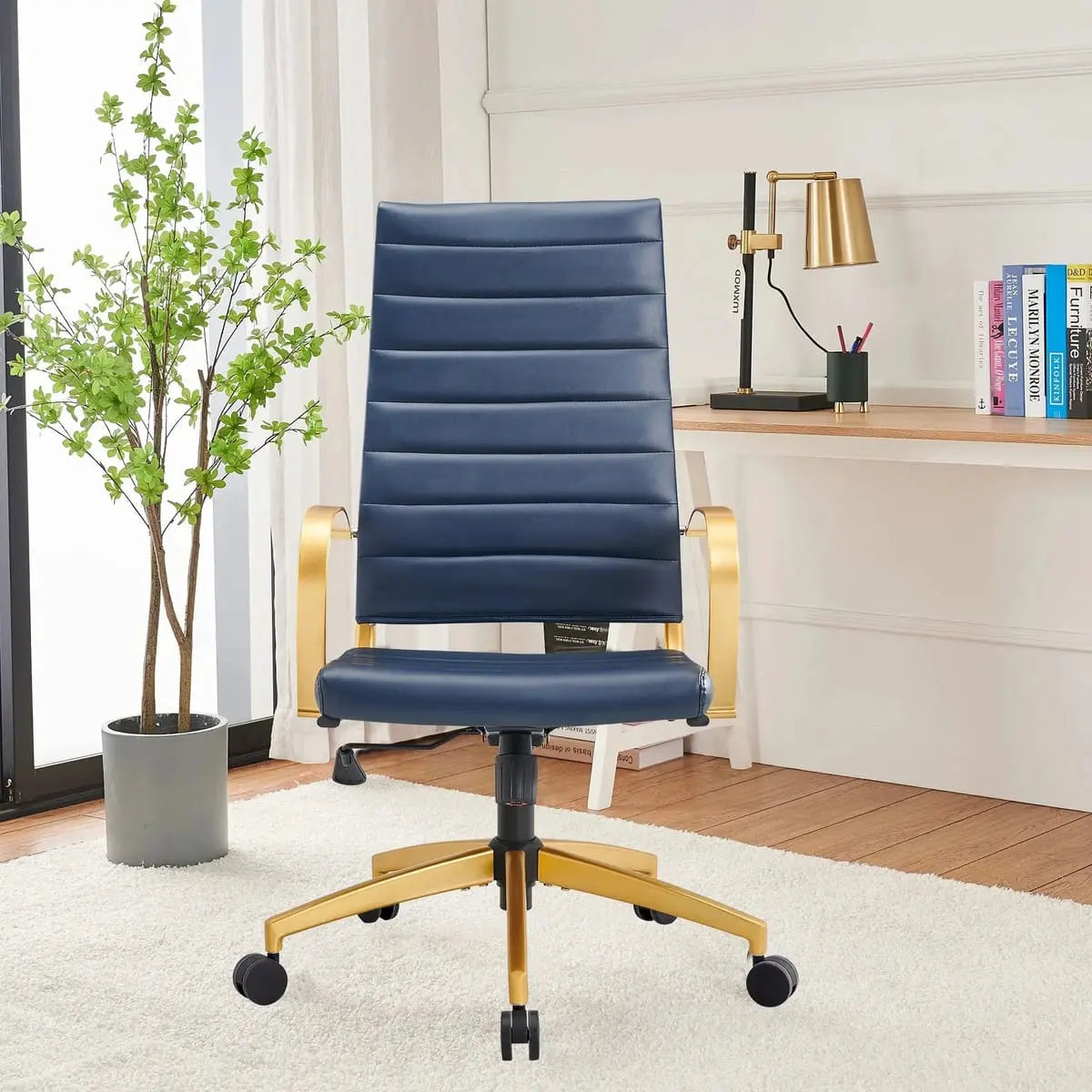 Modern ergonomic faux leather office chair by Platinum-Level Office Chairs, orange color, designed for home or office use.