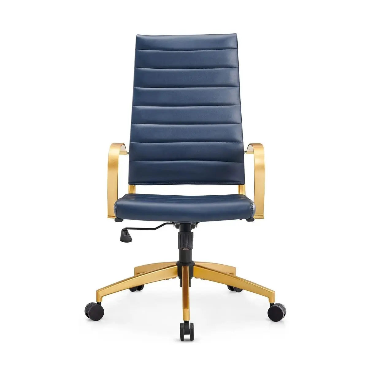 Modern ergonomic orange faux leather home office chair by Platinum-Level Office Chairs with padded seat and adjustable height.