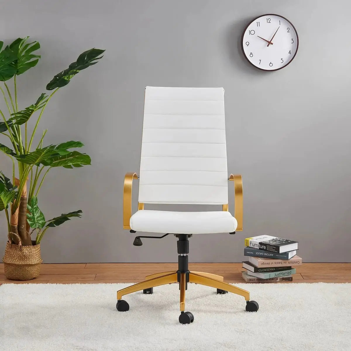 Modern orange faux leather home office chair by Platinum-Level Office Chairs, ergonomic design with a sleek, contemporary look.