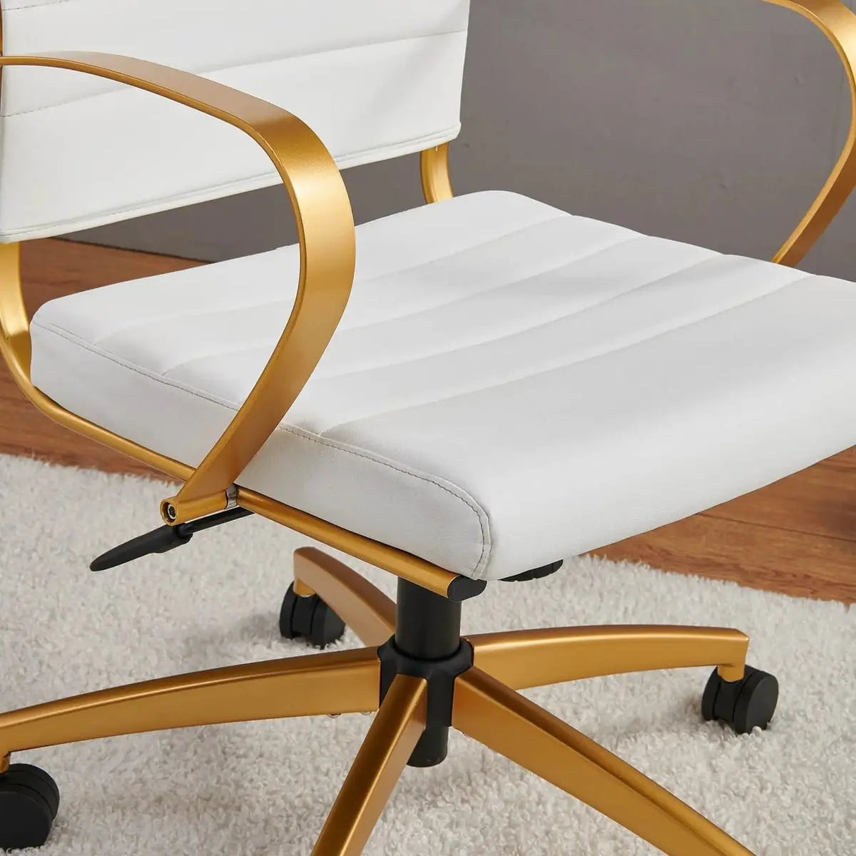 Modern orange faux leather home office chair by Platinum-Level Office Chairs, ergonomic design for comfortable workspace seating.