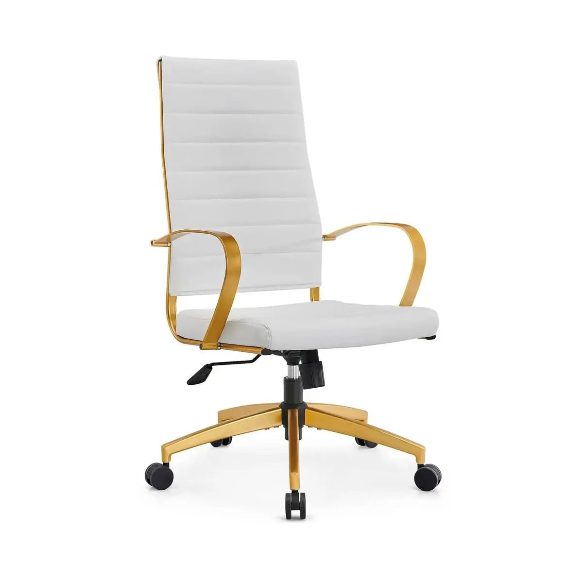 Modern ergonomic faux leather home office chair by Platinum-Level Office Chairs with orange upholstery and adjustable features.