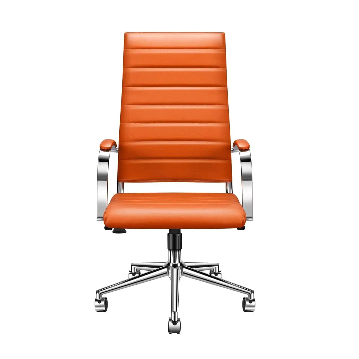 Orange modern ergonomic faux leather home office chair by Platinum-Level Office Chairs with adjustable features.