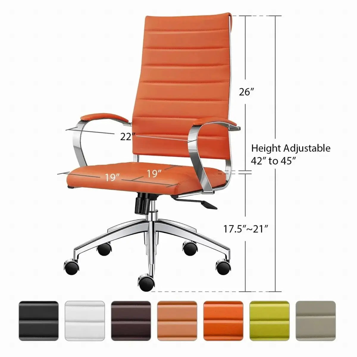 Modern ergonomic faux leather home office chair by Platinum-Level Office Chairs with orange upholstery and adjustable features.