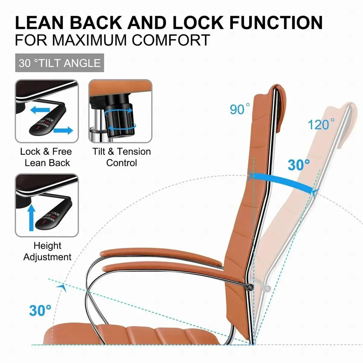 Modern ergonomic faux leather home office chair by Platinum-Level Office Chairs, orange color with cushioned seat and backrest.