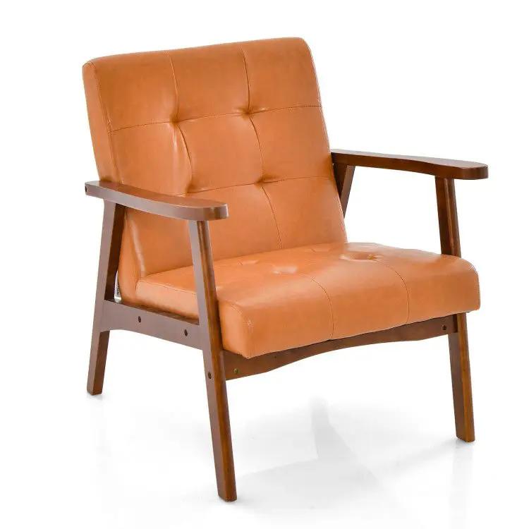 Light brown mid-century modern accent chair by Platinum-Level Office Chairs with luxurious comfort and solid rubber construction.