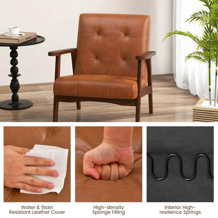 Light brown mid-century modern accent chair by Platinum-Level Office Chairs with luxurious comfort and solid rubber construction.
