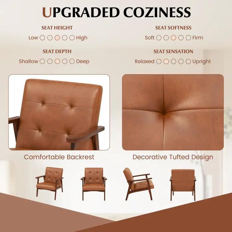 Light brown mid-century modern accent chair by Platinum-Level Office Chairs with luxurious comfort and solid rubber construction.