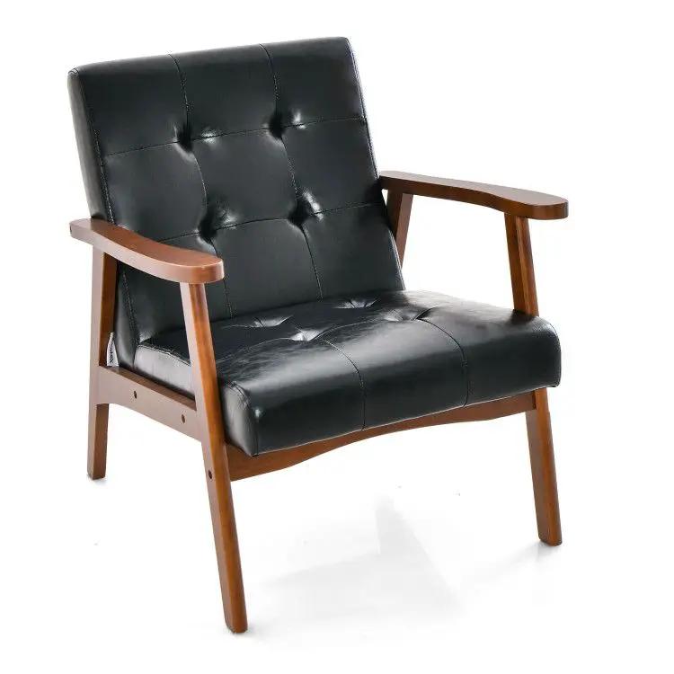 Light brown mid-century modern accent chair by Platinum-Level Office Chairs with luxurious comfort and solid rubber construction.