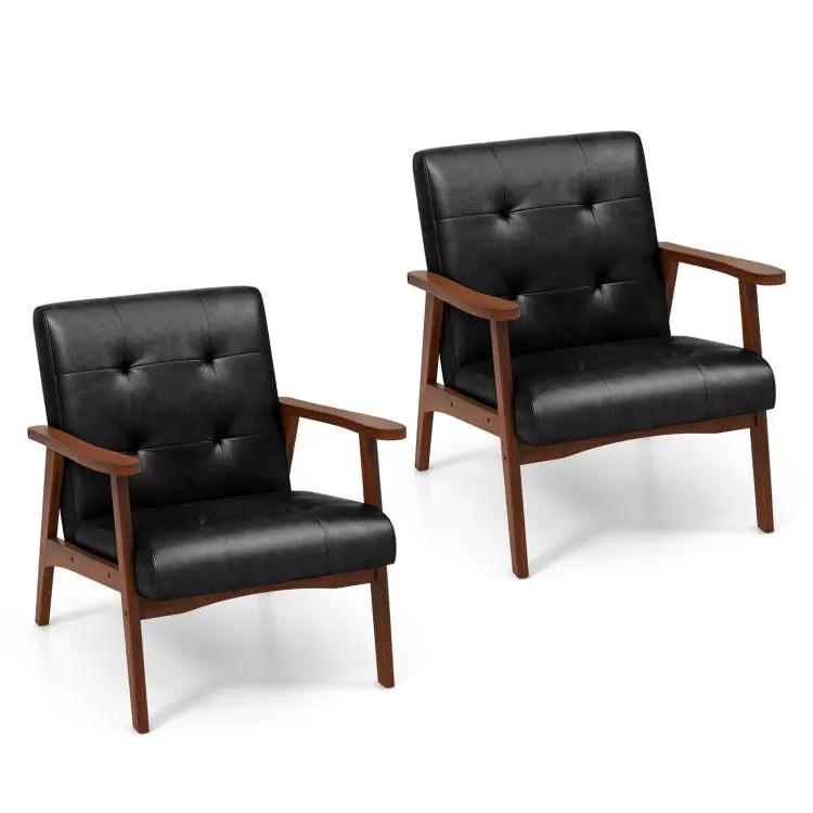 Light brown Platinum-Level Office Chairs mid-century modern accent chair with luxurious comfort and solid rubber legs.