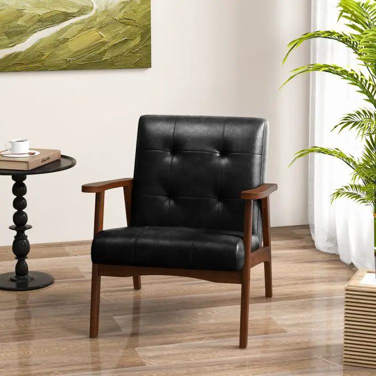 Light brown mid-century modern accent chair by Platinum-Level Office Chairs with luxurious comfort and solid rubber construction.