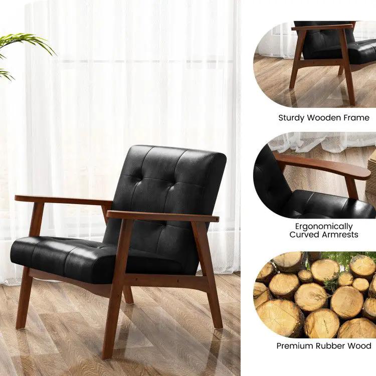 Light brown mid-century modern accent chair by Platinum-Level Office Chairs with luxurious comfort and solid rubber construction.