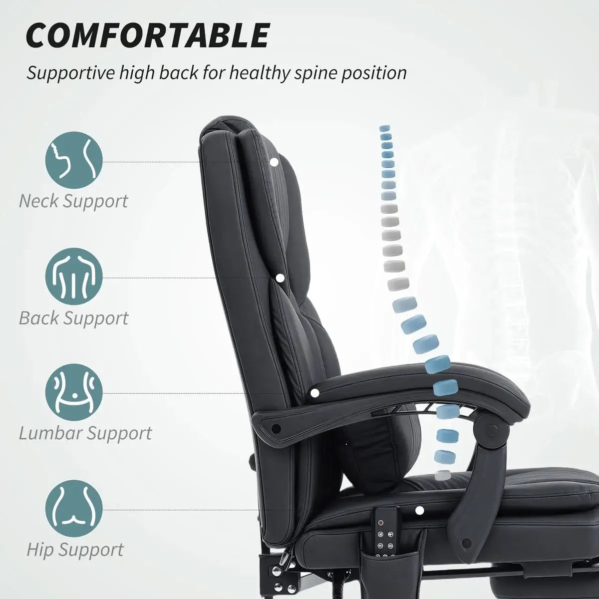 Black Platinum-Level Office Chairs executive massage chair with ergonomic design for ultimate workday relief.