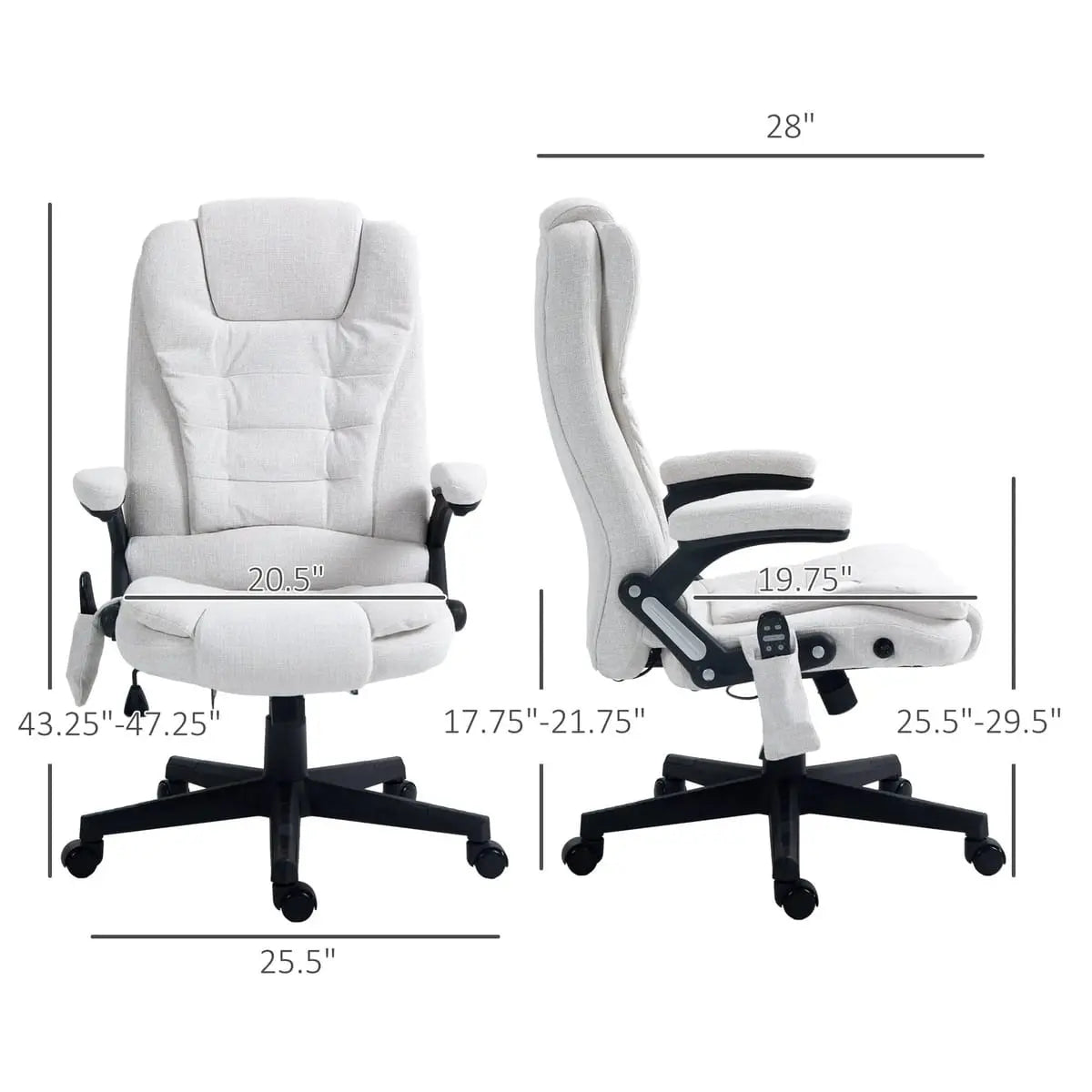 Cream white Platinum-Level Office Massage Chair with heat and 6-point vibration, designed for home office comfort.
