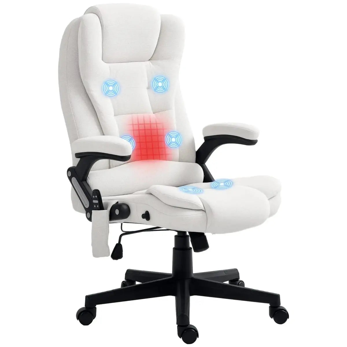 Cream white Platinum-Level Office Massage Chair with heat and 6-point vibration, designed for home office comfort.