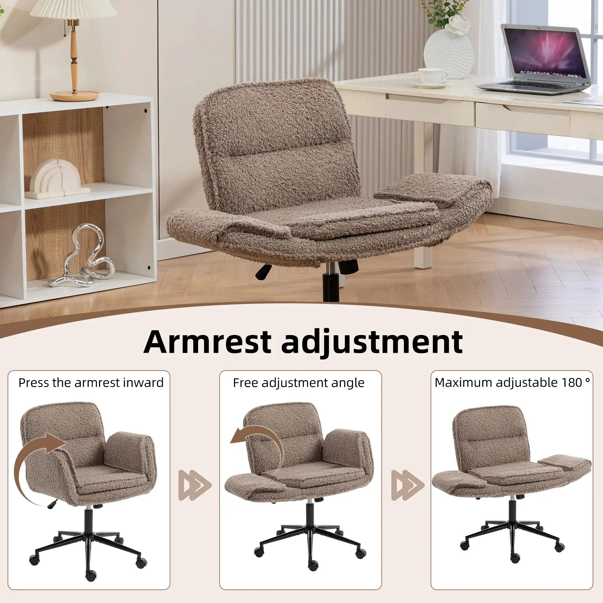Modern Platinum-Level Office Chairs criss-cross desk chair with 5-gear adjustable armrests and wheels, ergonomic design.