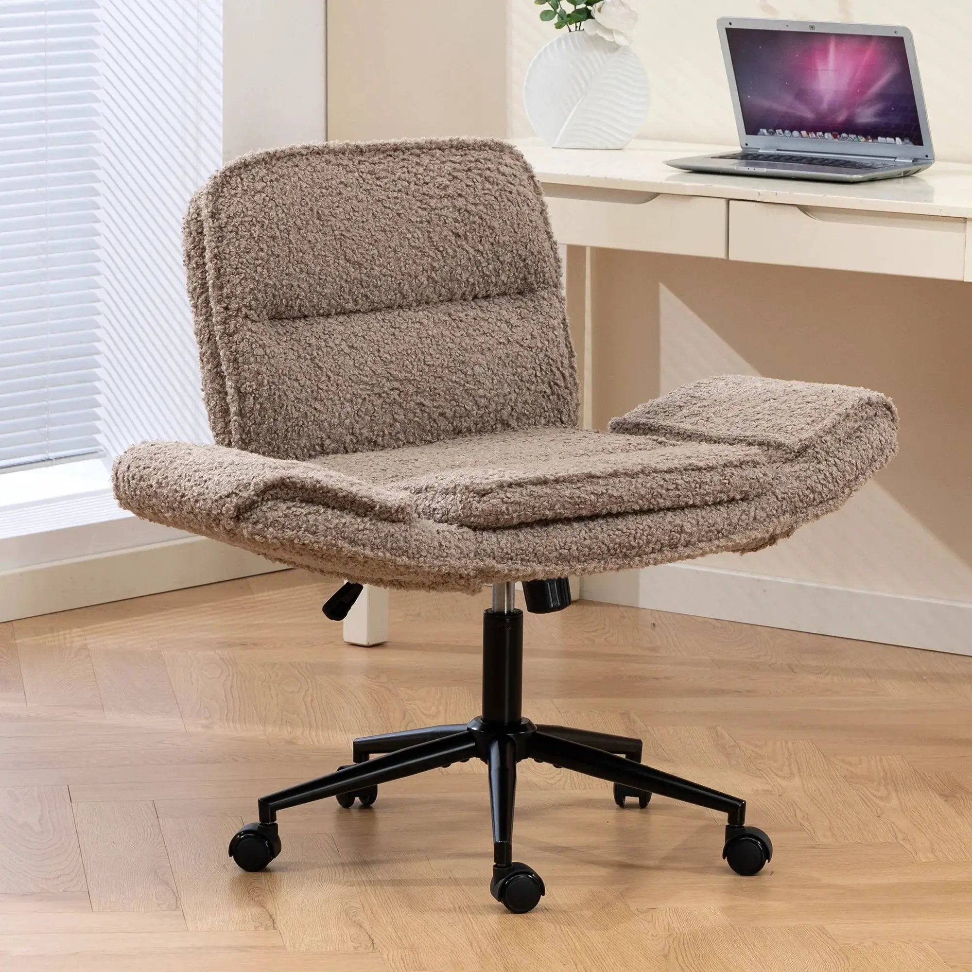 Modern Platinum-Level Office Chair with criss cross design, 5-gear adjustable armrests, and rolling wheels for ergonomic comfort.