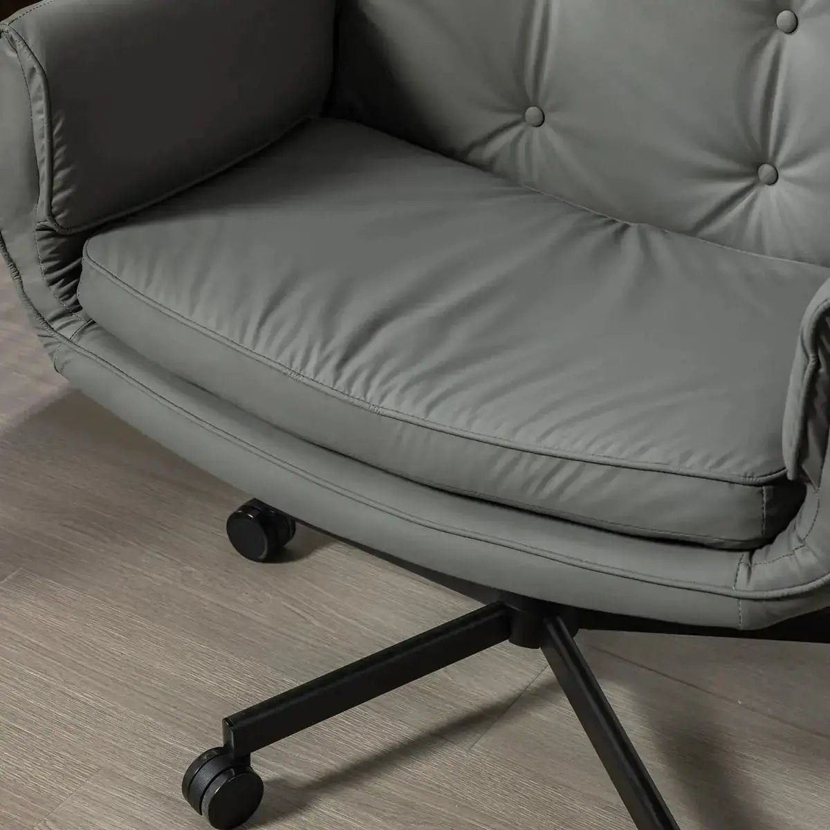 Criss Cross PU Vanity Chair With 6 Gear Adjustable Armrests And Wheels - Platinum-Level Office Chairs