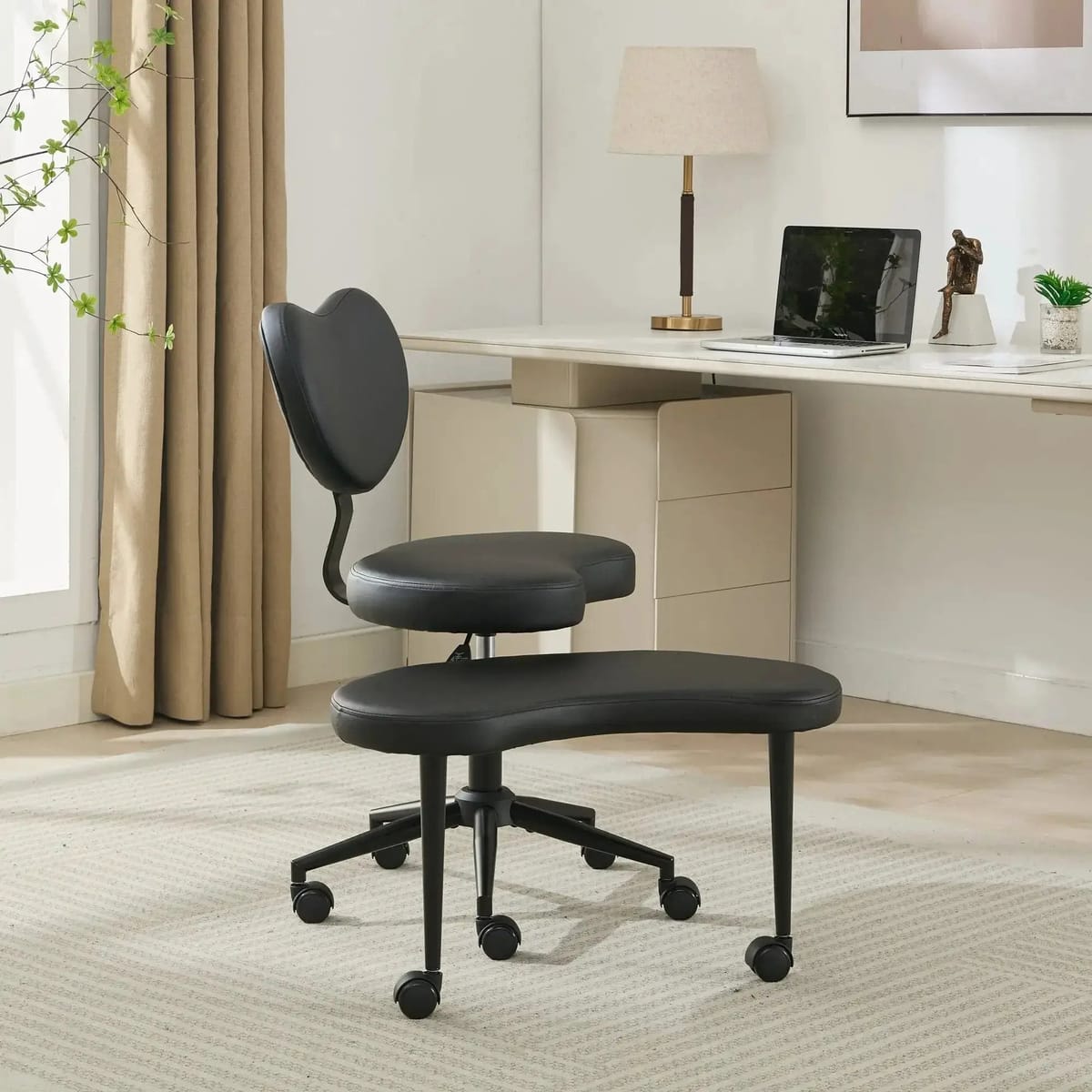 Plus size meditation chair with wheels, cross-legged design, modern style, suitable for ADHD, by Platinum-Level Office Chairs.