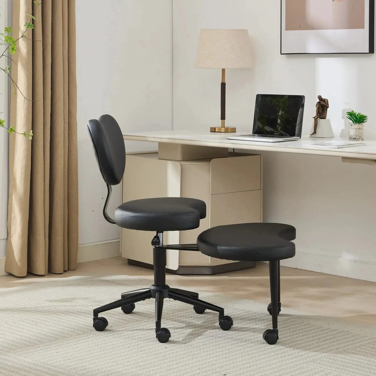 Plus size meditation chair with wheels from Platinum-Level Office Chairs, cross-legged design, ideal for ADHD relaxation and focus.