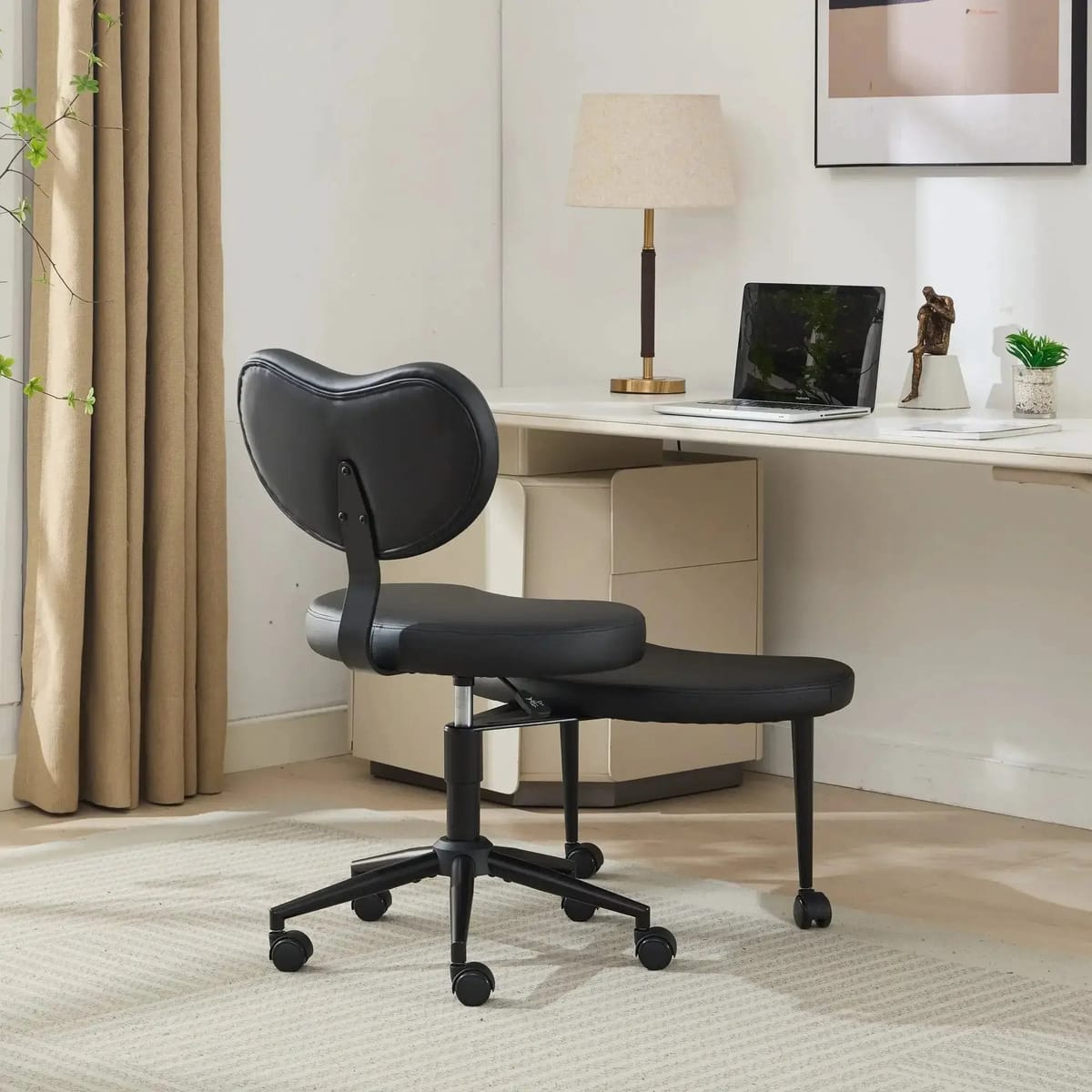 Plus size meditation chair with wheels, cross-legged design, for ADHD, modern Platinum-Level Office Chairs product image.