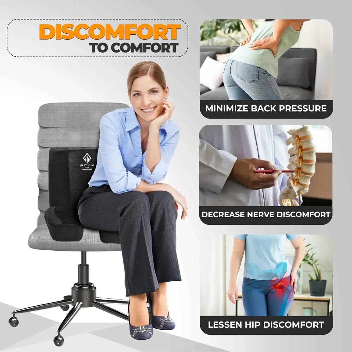 Platinum-Level Comfortable Ergonomic Memory Foam Cushion Set for Ultimate Comfort - Platinum-Level Office Chairs