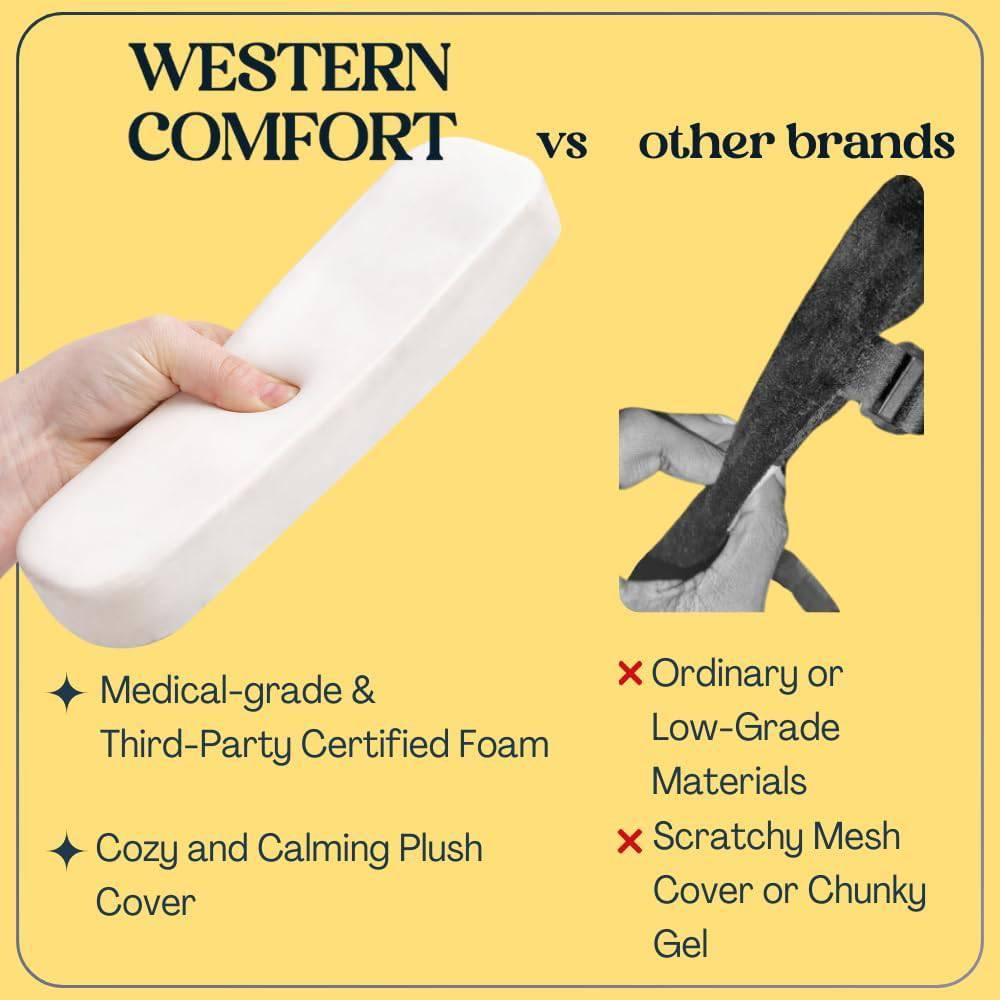 WESTERN COMFORT Thick Memory Foam Chair Armrest Pads - Desk Chair Arm Set of 2, Comfortable Elbow Support with Machine Washable Covers - Platinum-Level Office Chairs