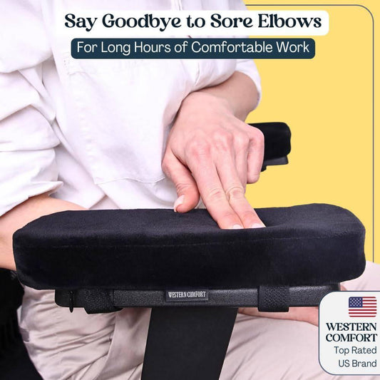 WESTERN COMFORT Thick Memory Foam Chair Armrest Pads - Desk Chair Arm Set of 2, Comfortable Elbow Support with Machine Washable Covers - Platinum-Level Office Chairs