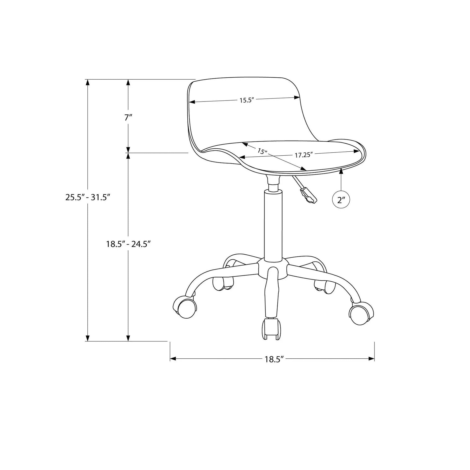 Ergonomic office chair with adjustable height, swivel base, and leather look, designed for comfort and support.