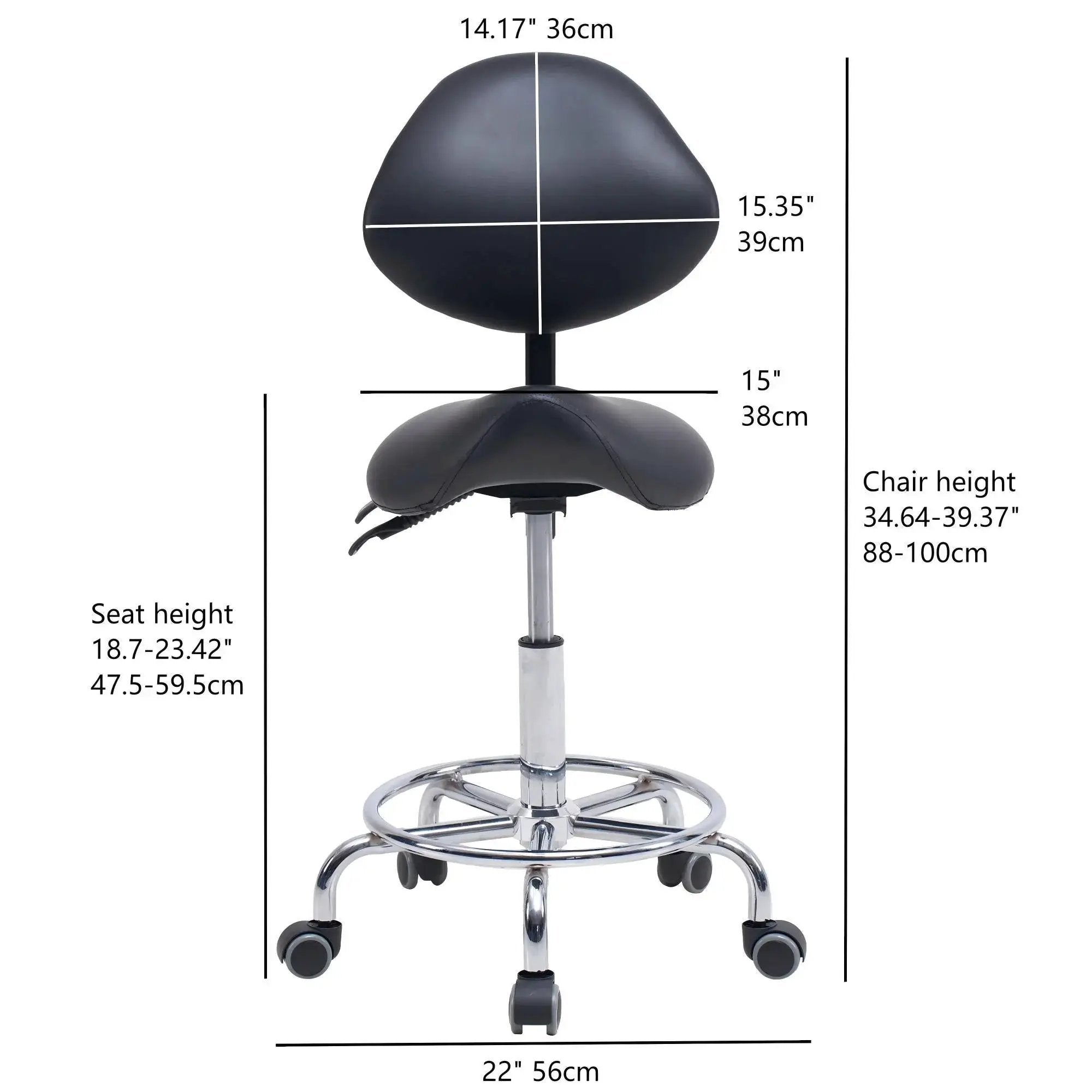 Ergonomic saddle stool chair with backrest and swivel hydraulic base, designed for dental office use by Platinum-Level Office Chairs.